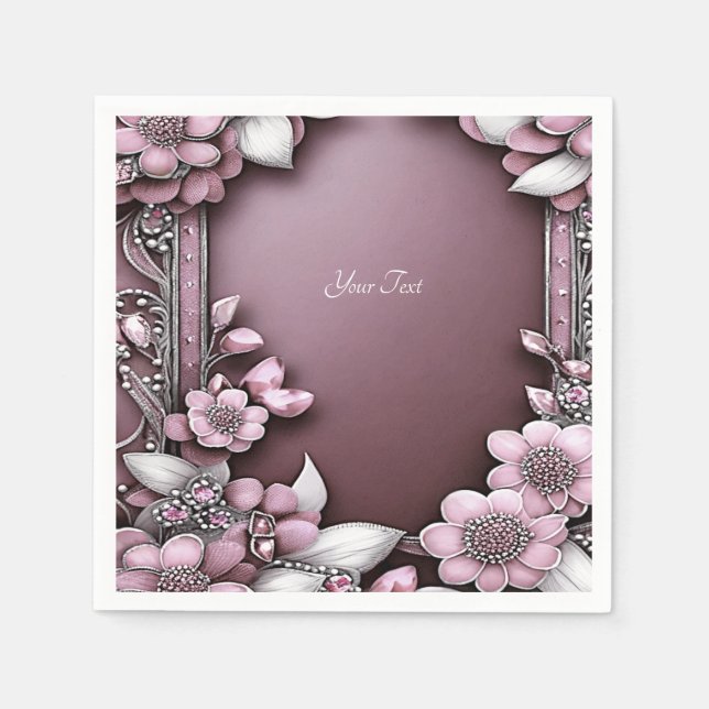 Servilleta De Papel Napkins floral rosa (Anverso)
