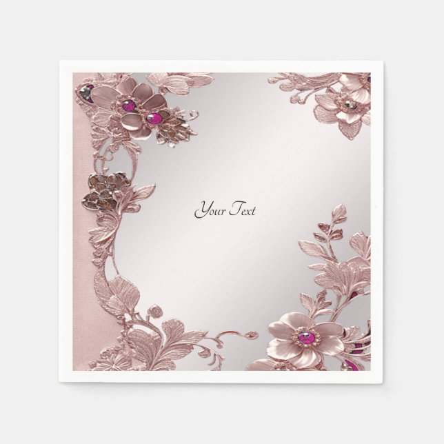 Servilleta De Papel Napkins floral rosa (Anverso)