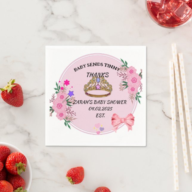 Servilleta De Papel NAPKINS FLORALES DE Baby Shower PINK (In situ)