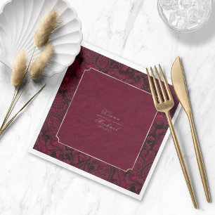 Servilleta De Papel Napkins formal Paisley Boda Burgundy ID767