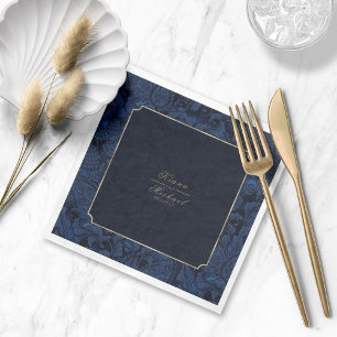 Servilleta De Papel Napkins formales Paisley Boda Marina Azul ID767