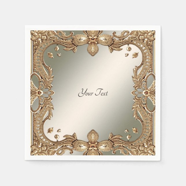Servilleta De Papel Napkins Gold Ornate (Anverso)