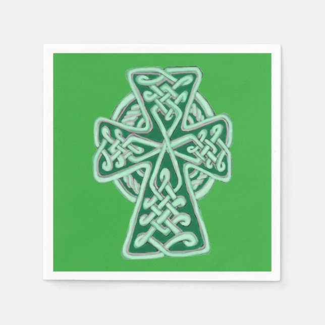 Servilleta De Papel Napkins Green Celtic Cross (Anverso)