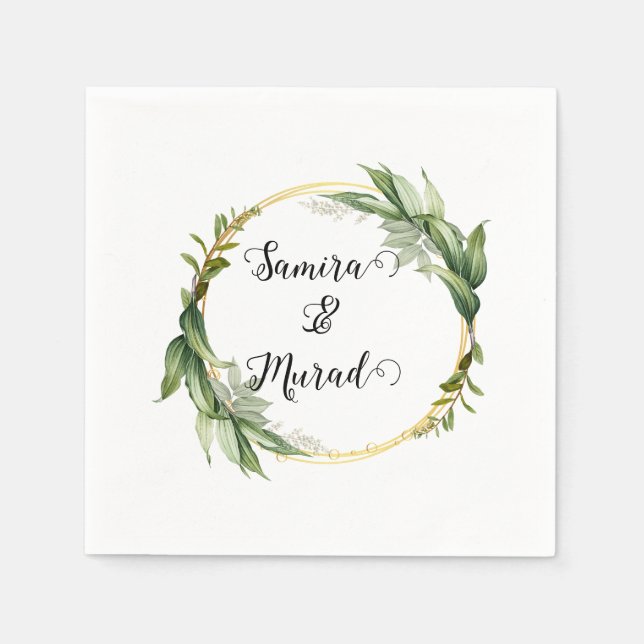 Servilleta De Papel Napkins Green Floral Boda (Anverso)