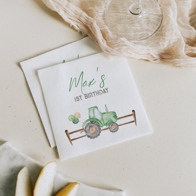 Servilleta De Papel Napkins Green Tractor Birthday (Subido por el creador)