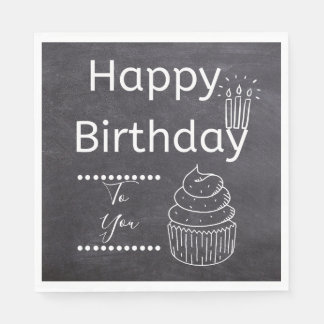 Servilleta De Papel Napkins Happy Birth Chalkboard