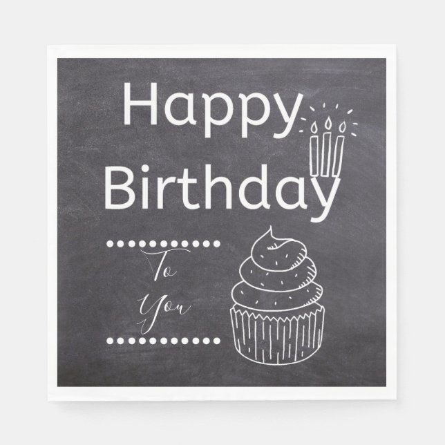 Servilleta De Papel Napkins Happy Birth Chalkboard (Anverso)