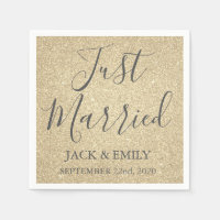 Napkins Just Married Luxury Gold