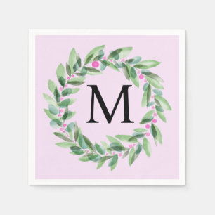 Servilleta De Papel Napkins Monogram Wreath Navidades