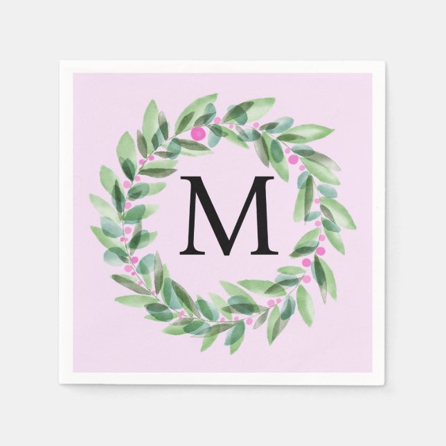 Servilleta De Papel Napkins Monogram Wreath Navidades (Anverso)