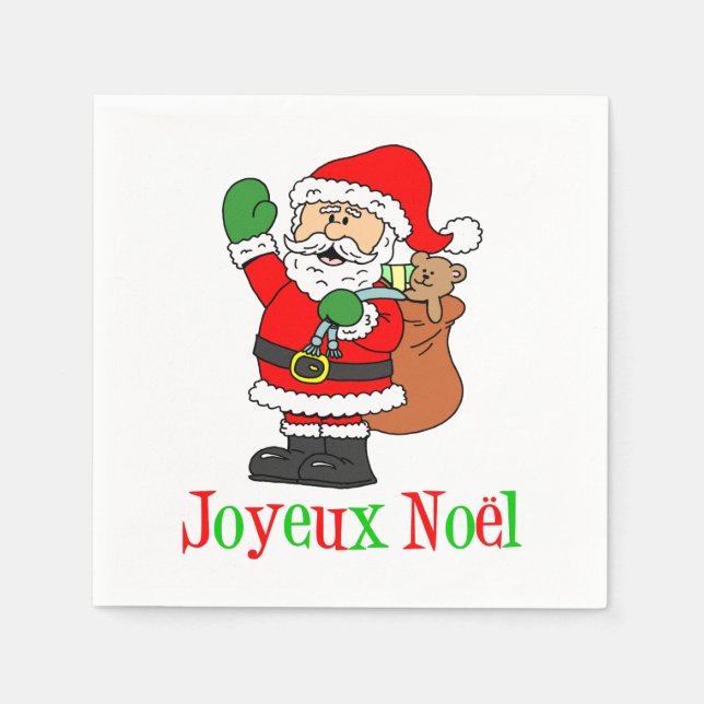 Servilleta De Papel Napkins Navidades de Joyeux Noel Santa (Anverso)