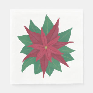 Servilleta De Papel Napkins Navidades de la Poinsettia Verde Roja
