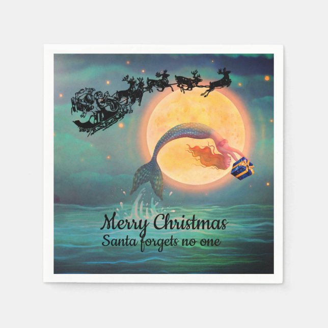 Servilleta De Papel Napkins Navidades de Sirenas (Anverso)