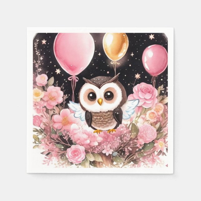 Servilleta De Papel Napkins Owl First Birthday (Anverso)