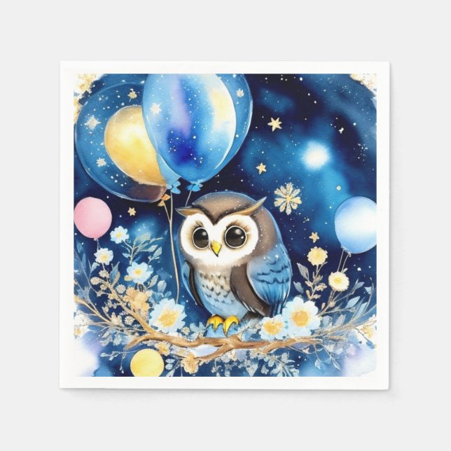 Servilleta De Papel Napkins Owl First Birthday (Anverso)