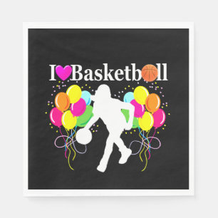 SERVILLETA DE PAPEL NAPKINS, PAPEL DE BALONCESTO VIBRANTE NEGRO QUE AM
