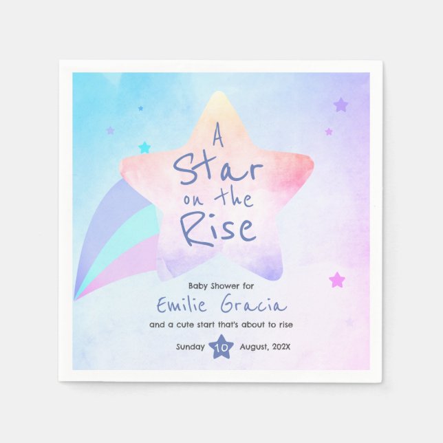 Servilleta De Papel Napkins para Baby Shower | Tema de Rising Star (Anverso)
