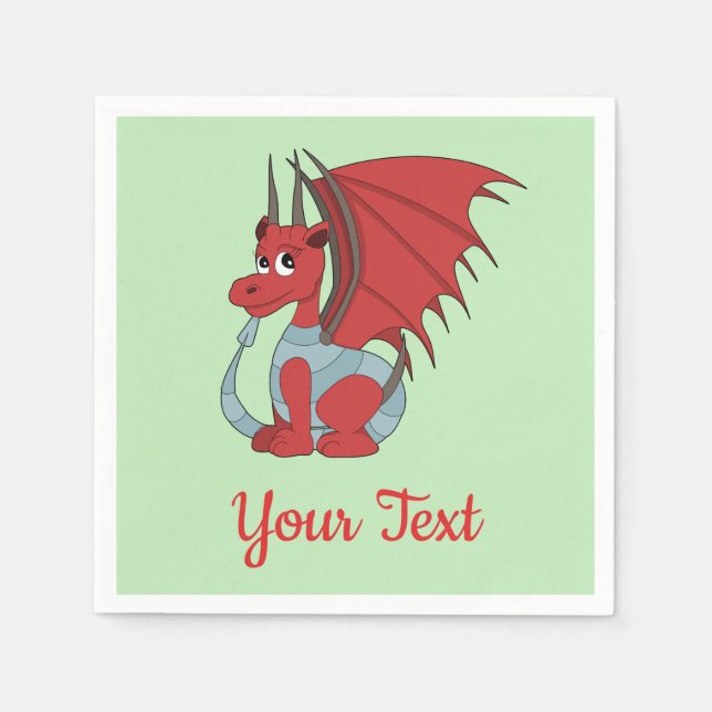 Servilleta De Papel Napkins Personalizado Dragon Rojo (Anverso)