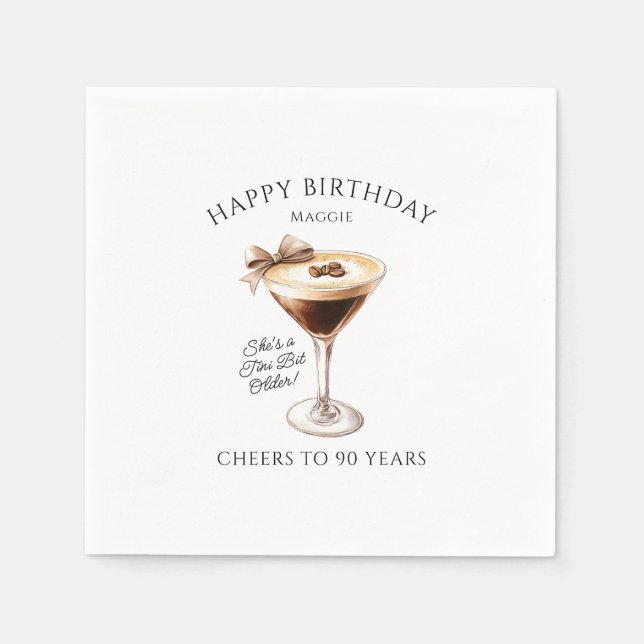 Servilleta De Papel Napkins personalizado Martini 90º cumpleaños (Anverso)