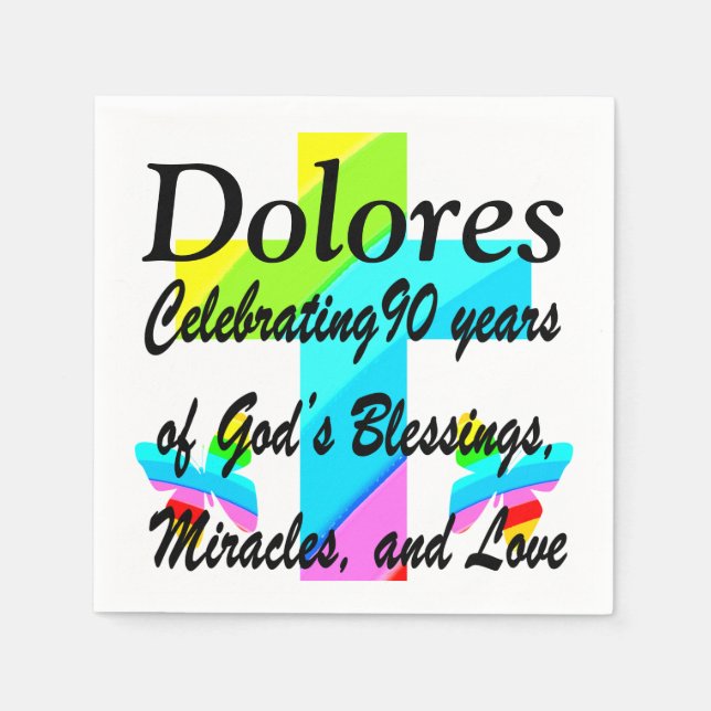 SERVILLETA DE PAPEL NAPKINS PERSONALIZADOS CON ENCANTO CRUZ Y MARIPOSA (Anverso)