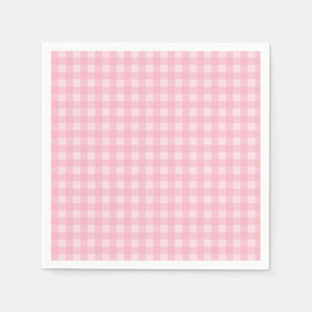 Servilleta De Papel Napkins Pink Gingham Paper (Anverso)