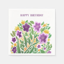 Napkins Purple Floral Birday