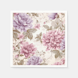 Servilleta De Papel Napkins Púrpura Pink Floral
