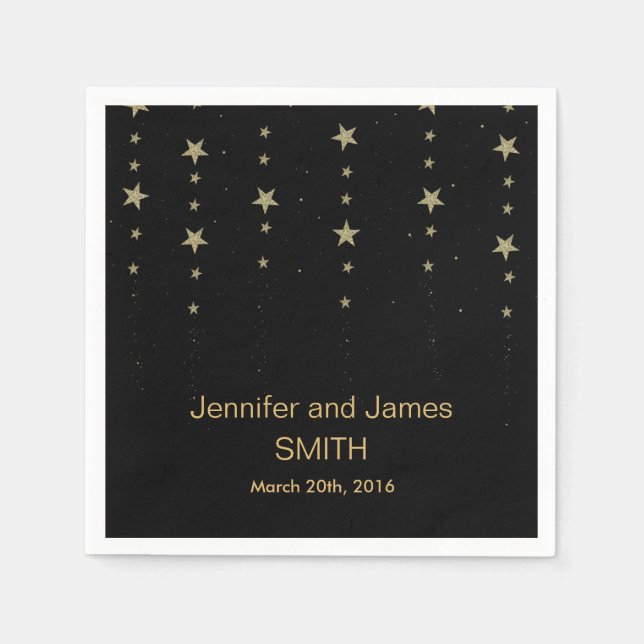 Servilleta De Papel Napkins Purpurina de confetti de oro azul (Anverso)