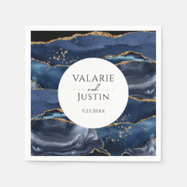 Servilleta De Papel Napkins Purpurina de mármol Blue Gold