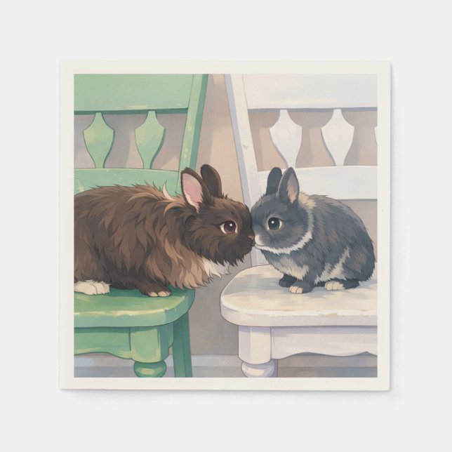Servilleta De Papel Napkins (Qty 50) Two Rabbits (Anverso)
