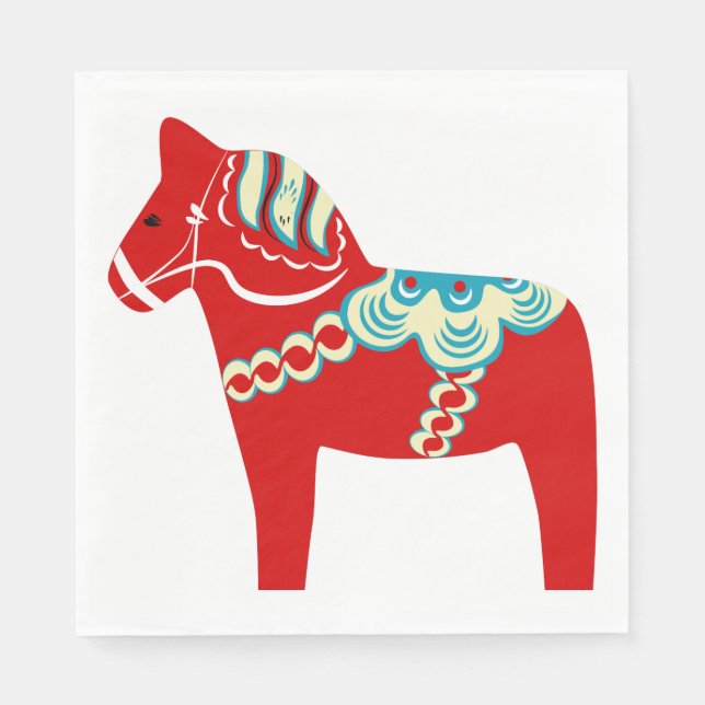 Servilleta De Papel Napkins Red Dala Horse Paper (Anverso)