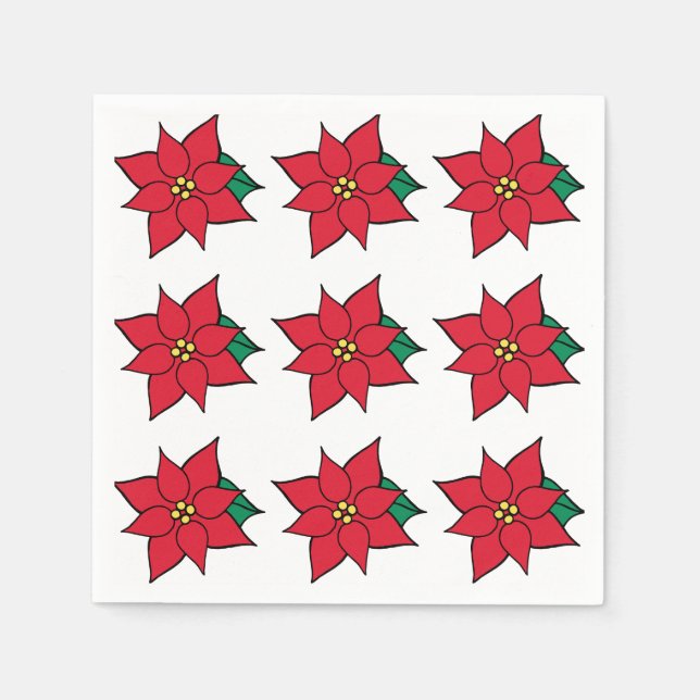Servilleta De Papel Napkins Red Poinsettias (Anverso)