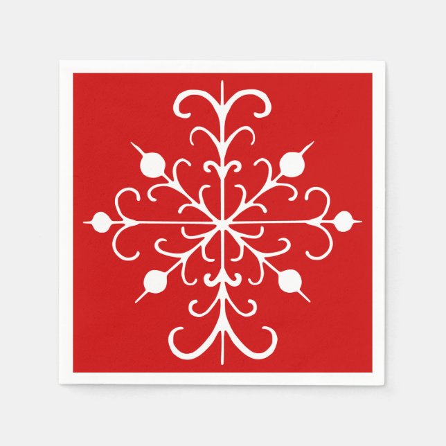 Servilleta De Papel Napkins Red Snowflake (Anverso)