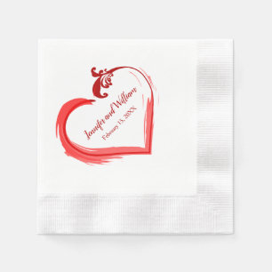 Servilleta De Papel Napkins Red Swoosh Heart Boda