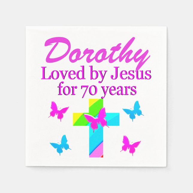 SERVILLETA DE PAPEL NAPKINS RELIGIOSOS PERSONALIZADOS 70 CUMPLEAÑOS (Anverso)