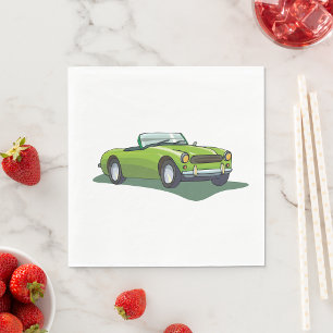 Servilleta De Papel Napkins Retro Convertible Green Car