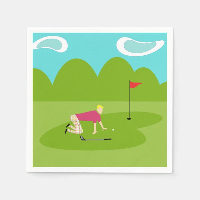 Servilleta De Papel Napkins Retro Golfer Paper (Anverso)