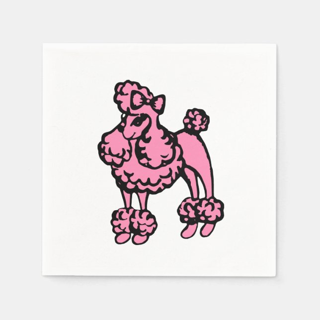 Servilleta De Papel Napkins Retro Pink French Poodle Fiesta (Anverso)