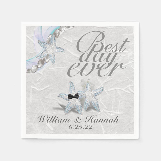 Servilleta De Papel Napkins Starfish Boda (Anverso)