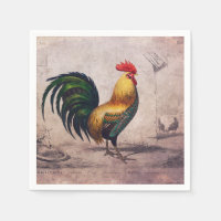 Napkins vintage Rooster