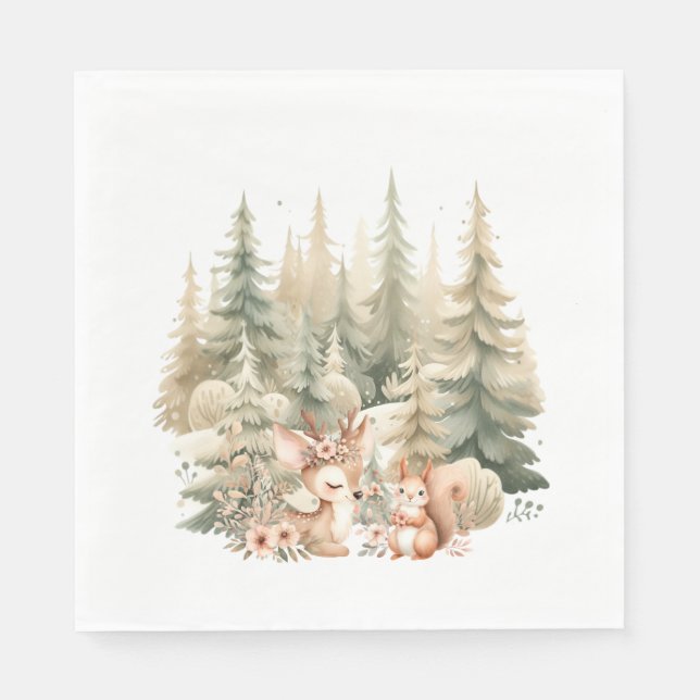 Servilleta De Papel Napkins Woodland Birthday (Anverso)