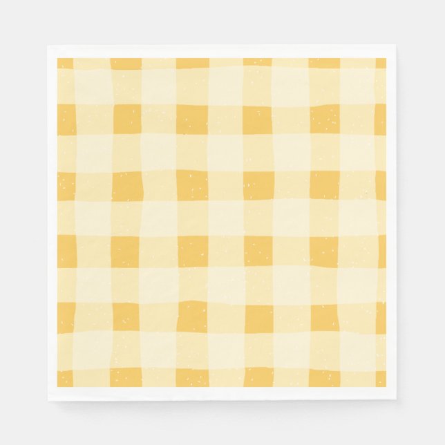 Servilleta De Papel Napkins Yellow Gingham Paper (Anverso)