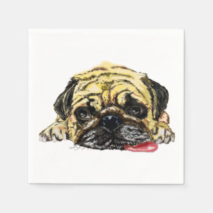 Servilleta De Papel Napkinsky gracioso con Perro Pug - Personalizable