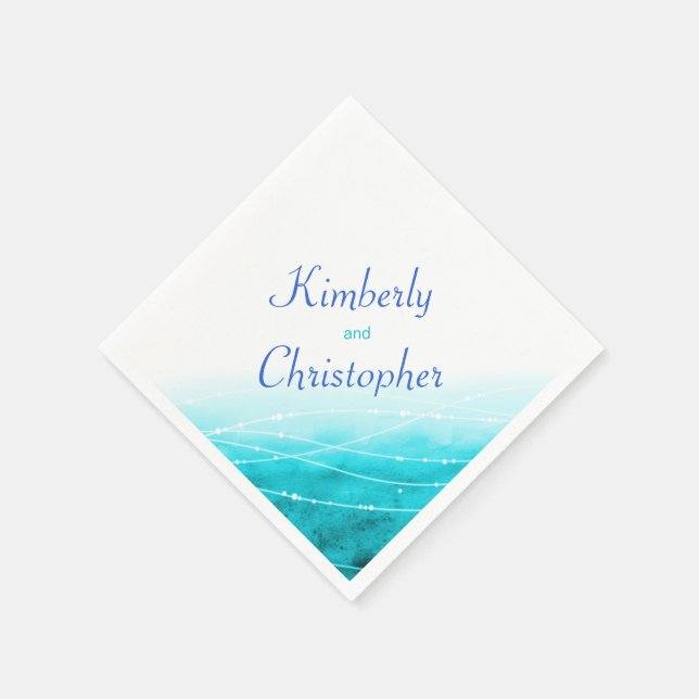 Servilleta De Papel Napoleón de papel blanco de agua azul de mar brill (Borde)