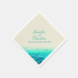 Servilleta De Papel Napoleón de papel color crema azul de agua de mar 