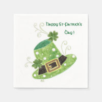 Napoleón de papel de coctel blanco gorra de leprec