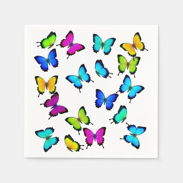 Servilleta De Papel Napoleón de papel de mariposas tropicales colorida (Anverso)