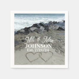 Servilleta De Papel Napoleón De Papel - Dos Corazones En La Arena