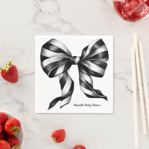 Servilleta De Papel Napoleón Preppy Personalizada con Rayas Negra Bow