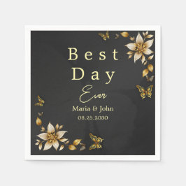 Servilleta De Papel Nápoles Bodas de mariposas elegantes negras